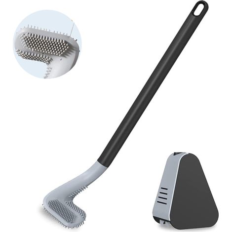 Brosse Pour WC - Tête En Forme De Club De Golf - Manche Long Antidérapant En Silicone - Support Murale - 10 x 41,5 x 7,1 cm - 1 Pièce (1/5)
