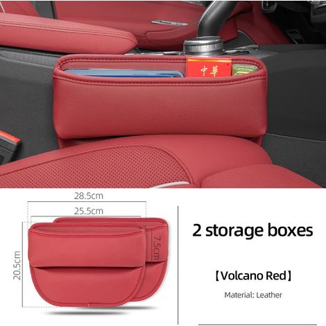(Rouge volcanique, lot de 2) Sac de rangement en cuir PU pour siège auto Mercedes-Benz W204 W205 W211 W203 ML320 Vito Cla GLB - Comblement de l'espace entre la console centrale (1/5)
