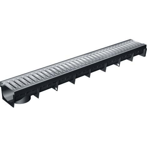 MEA – Caniveau extérieur 1m avec grille en acier galvanisé A15 – Drainage efficace pour terrasse et piscine – Largeur utile 10cm – Passage piéton (1/5)