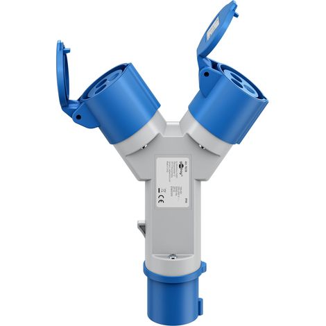 Adaptateur CEE pour Caravane - Prise CEE vers 2 Prises CEE - Portable - avec Couvercle de Protection - Étanche IP44-76236 (1/5)
