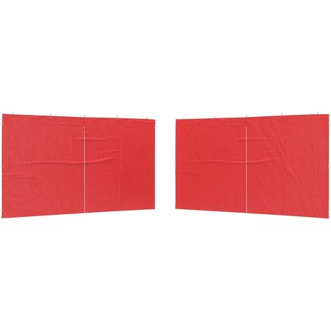 Party Tent Sidewall 2 pcs Red 400 x 195 cm PE and Steel vidaXL