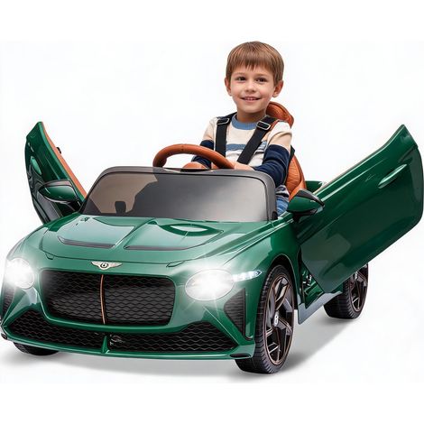 Voiture électrique enfant 12V de élégant Bacalar sous licence, 1 place - Télécommande parentale 2,4 GHz - Portes papillon, suspension, 3 vitesses, LED, klaxon - Couleur: Vert (1/5)