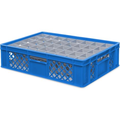 BRB Gläserkiste 600x400 mm für 15, 24, 33 oder 40 Gläser, farbig (Blau, für 40 Gläser Ø 67 mm, Glashöhe max 122 mm)