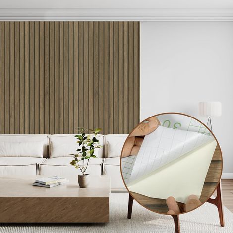 Papier Peint Adhesif Mural, Papier Adhesif pour Meuble Bois, 3D Panneaux Marron Vinyle Autocollant Imperméable pour Décor Cuisine Table Porte Tiroir Stickers Meuble 60cm X 500cm (1/5)