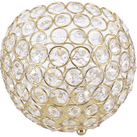 Porte-bougies chauffe-plat en cristal, centres de table pour décoration de mariage (doré, diamètre 15 cm) (1/5)