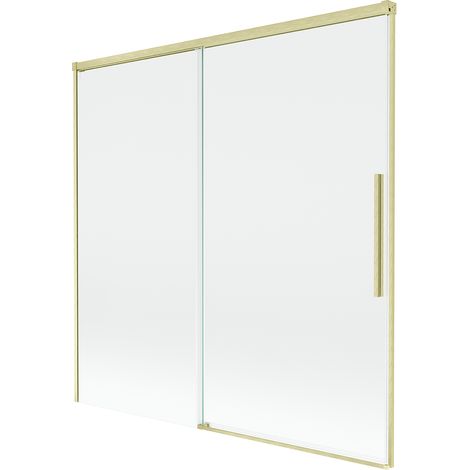 Mexen Rox mampara de ducha corredera de 2 paneles 160 x 150 cm, transparente, dorado cepillado - 8C9-160-001-55-00