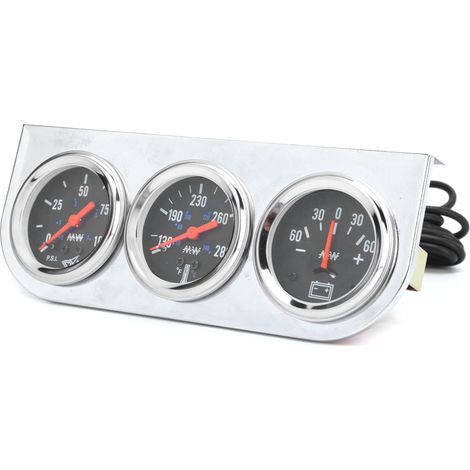2-Zoll-Trio-3-teiliges Instrumentenset für Wassertemperatur, Öldruck und Stromstärke universell 12V für Fahrzeuge, Boote und Lastwagen.