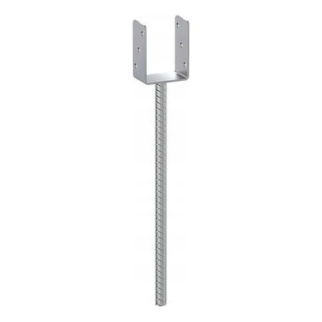 Base per palo, ancoraggio zincato, 161x624x12mm