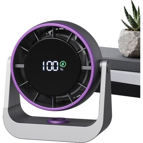 Dieser Tischventilator verfügt über ein LED-Display, arbeitet leise, ist wiederaufladbar und hat Touch-Bedienelemente. (1/5)