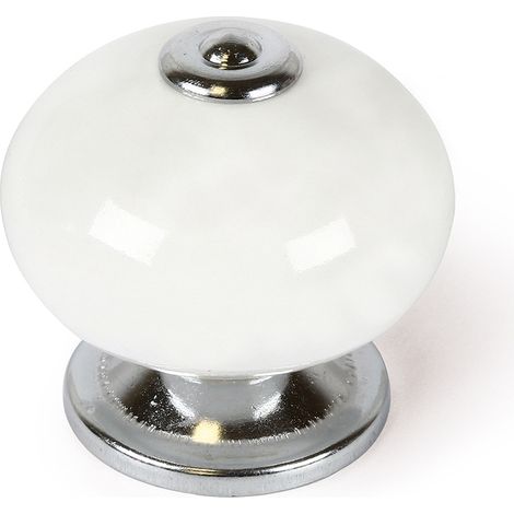 Pomo para Mueble  Estilo Decorativo  Fabricado en Porcelana - Acero  Acabado en Blanco  Medidas 404036 mm  Sistema de Fijación Atornillado  Incluye Tornillos M4  4 Unidades -