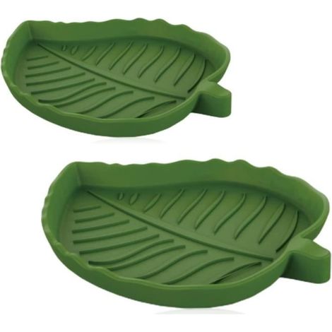 2 Pièces - Nourriture pour Reptiles Abreuvoir Tortue Plat de Reptile,Gamelle d'eau pour Tortue en Forme Feuille pour Petits Animaux (1/4)