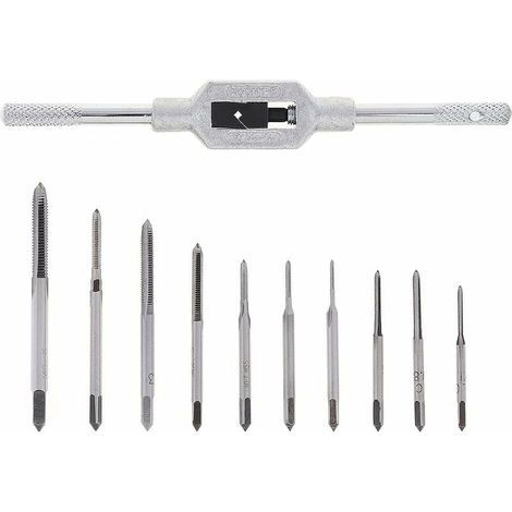 Lot de 11 mini clés à tarauder métriques avec vis à main en acier rapide M1 M1.2 M1.4 M1.6 M1.7 M1.8 M2 M2.5 M3 M3.5 Clé à tarauder réglable pour réparation de machines à bois (1/5)