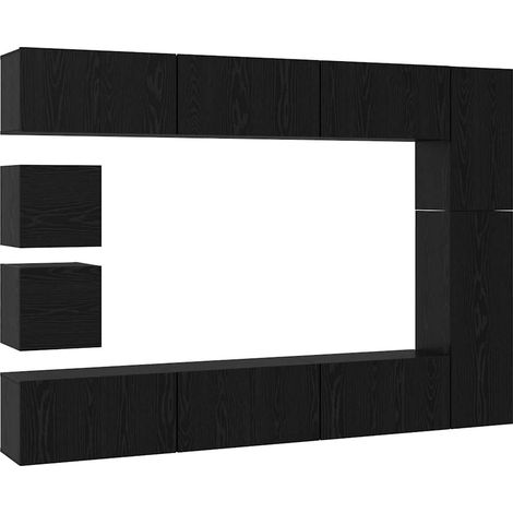 Maison Exclusive - TV-Schrankset 10 pcs Schwarz Eichen-Optik Holz