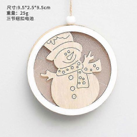 Décorations de Noël - Pendentif lumineux LED en bois pour sapin de Noël (1/5)