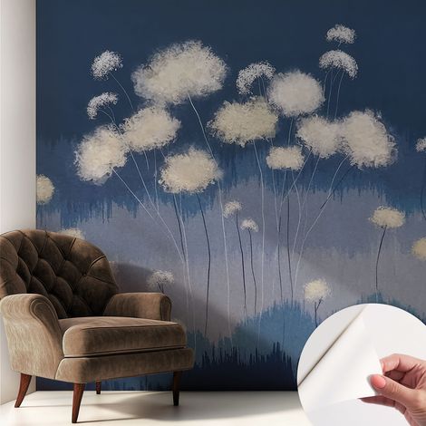 Selbstklebend Tapete - abwaschbar - Arbeitszimmer - Esszimmer- Top Qualität Weiße Pusteblumen 250x250 cm (1/5)