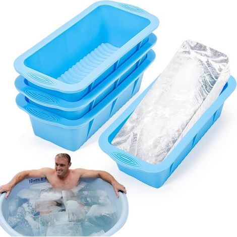 Set di 4 grandi stampi per cubetti di ghiaccio, ideali per il congelatore, facili da sformare, riutilizzabili, per produrre 2 kg di ghiaccio. (1/5)