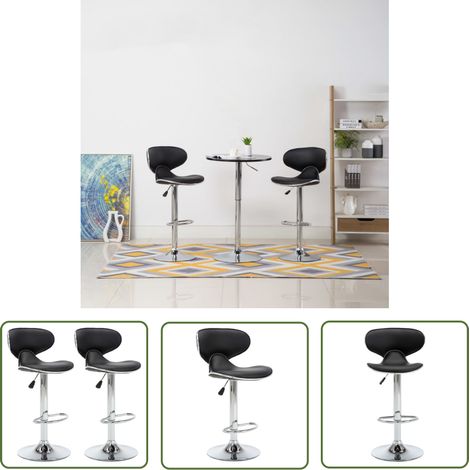 Tabourets de bar 2 pcs Noir Similicuir Cobra (1/5)