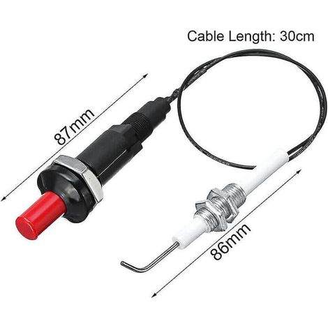 Ecleanfy - Lot de 2 allume-barbecues à gaz, allumeur piézo à bouton-poussoir avec câble d'allumage universel fileté en céramique et électrodes d'allumage de 30 cm de long
