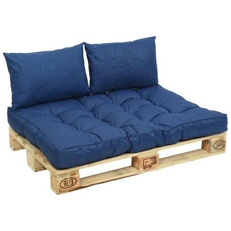 JARDIDECO 878455 Set Cuscini Pallet Cotone Poliestere 120 x 80 cm colore Blu