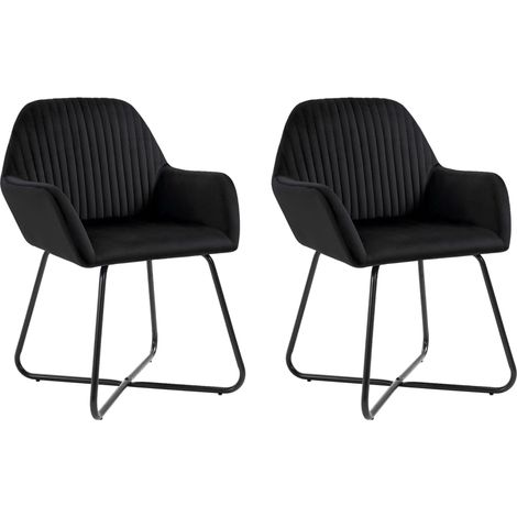 vidaXL Dining Chairs 2 pcs Black Velvet (1/5)