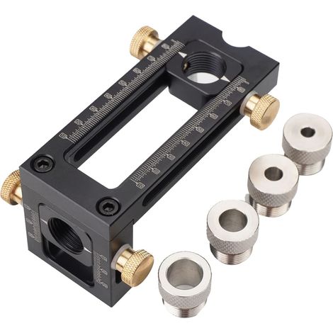 BRAVIX Gabarit de vis 2 en 1 réglable pour le travail du bois, kit de guidage de chevilles, 4 trous 6/8/10/12 mm pour le travail du bois pour lit, armoire, vis, localisateur de poinçon (1/5)