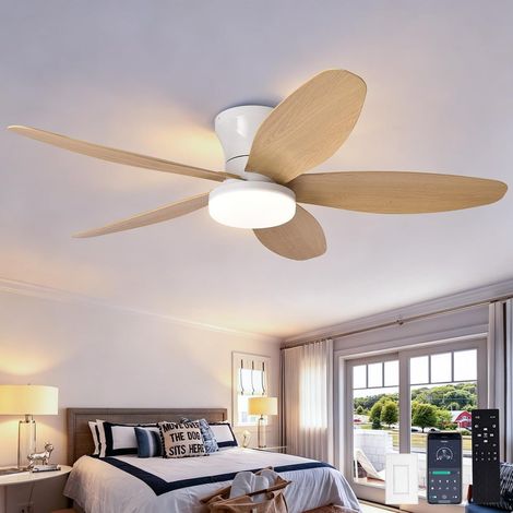 Ventilateur de plafond à moteur CC de 107 cm (42 pouces) avec éclairage intégré et télécommande. Ventilateur de plafond réversible à six vitesses. (1/5)