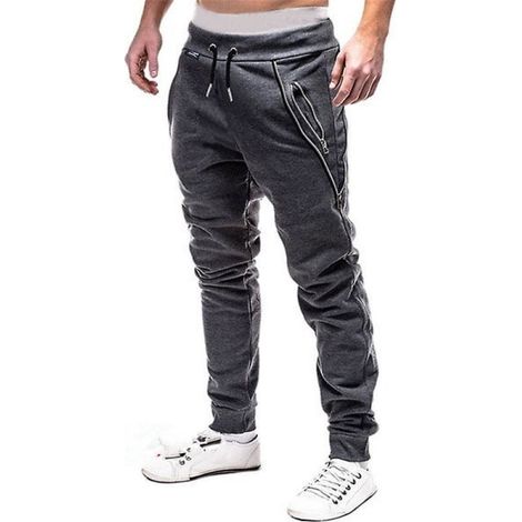 Pantalon de jogging homme taille élastique gris foncé M (1/4)