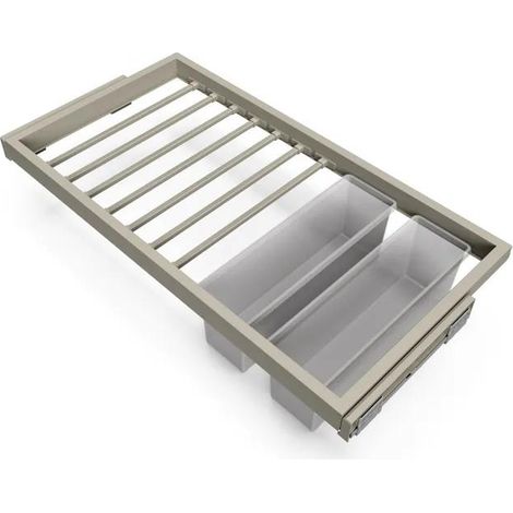 Emuca Kit Asta Pantaloni 7 Aste 2 Vassoi Grigio Pietra 900mm - Organizzatore Armadio