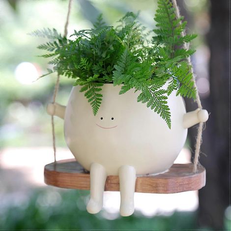 Pot de fleurs suspendu à tête oscillante, pots de fleurs suspendus pour chaise, joli pot décoratif en résine pour plantes succulentes (1/5)