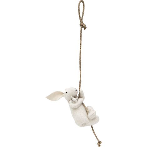 Lapin en peluche à suspendre Décoration pour chambre d'enfant Synthétique Blanc 8x9x16/50 cm - PANGIVO (1/3)