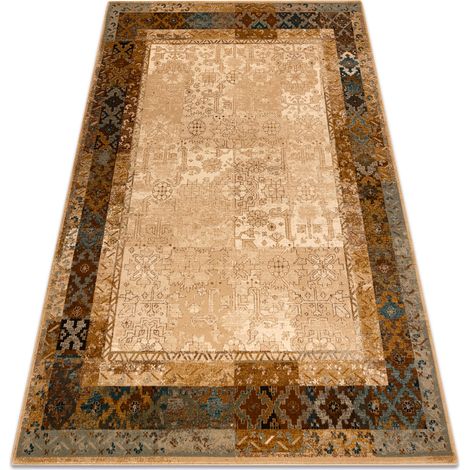 Tappeto di lana OMEGA LUMENA etnico vintage camello beige 200x300 cm