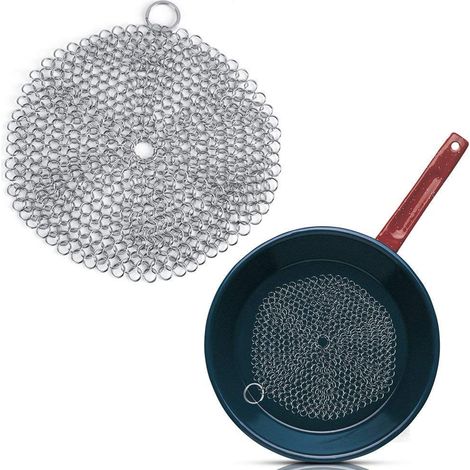 Nettoyant côte de maille acier inoxydable – épurateur fonte – poêle fonte