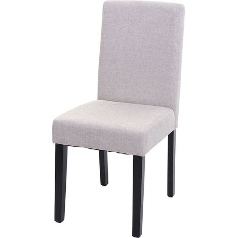 Chaise de salle à manger cuisine en tissu beige crème pieds en bois foncés design moderne 040002351