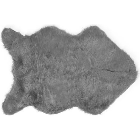 Tapis imitation fourrure mouton doux, décoration salon chambre, carpette grise pour canapé sol (1/5)