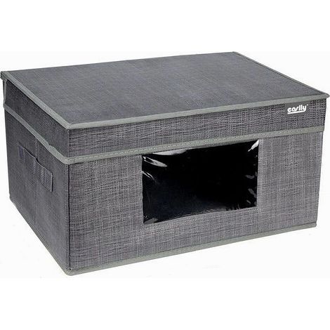 Trade Shop - BOX PLATZSPARBOX ALL-IN-ONE BEHÄLTER ORGANIZER 30X30X16CM GRAU 69698 - (1/4)