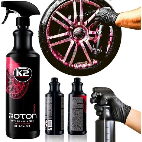 Nettoyant jantes K2 Roton PRO 1L – Effet jante rouge – Élimine dépôts de frein – Gel facile à utiliser – Parfum cerise