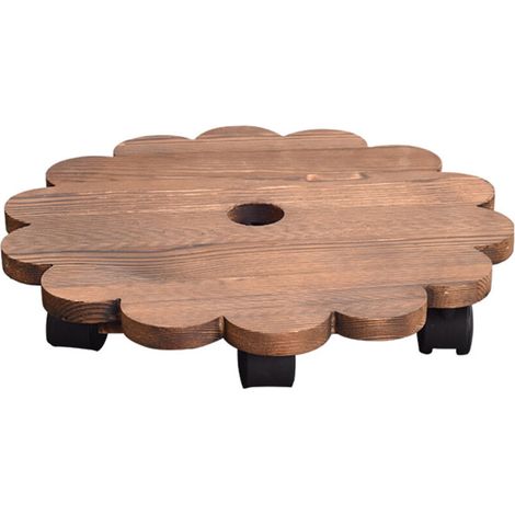 Plateau de Transport avec Roulettes en Bois pour Pots de Fleurs Protège Sol 4 Tailles (Diamètre 20cm/25cm/30cm/35cm) Stable & Mobile Roues avec Frein