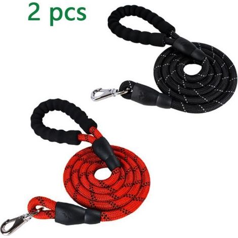 Laisse chien-2pcs Rouge et Noir 1,45m Corde Twist Laisse en Fort Tirage de prise de chien pour Course à Pied ,Randonnée et Marche (1/4)