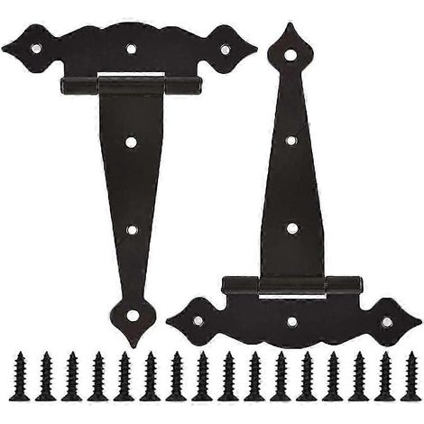Charnières robustes pour portail, 20 cm (8 pouces), compatibles avec les portes de cabanon et de grange, et adaptées aux clôtures en bois. Charnières décoratives (lot de 2). WHBYV (1/4)