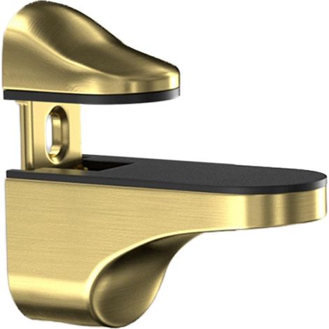 2 supports étagère verre réglables dorés, pour différentes épaisseurs (1/4)