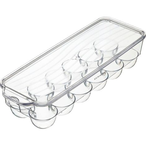 KitchenCraft Portauova in plastica a prova di frigo con coperchio, 32,5 x 11,5 cm (13" x 4,5") - Trasparente (1/4)