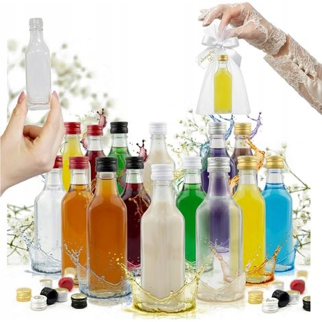 50 botellas esquineras de 50 ml para bodas, mesas rústicas, regalos para invitados (1/5)