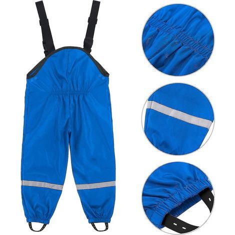 Salopette de pluie unisexe pour enfants, coupe-vent et imperméable, pantalon boueux - 116 - Bleu (1/5)