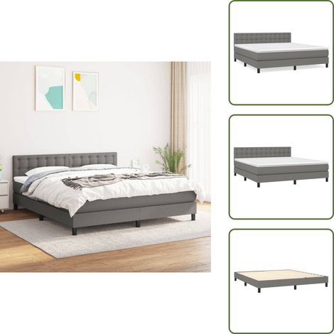 Boxspringbett mit Matratze Dunkelgrau 160x200 cm Stoff - Boxspringbett - Doppelbett - Bettenrahmen - Matratze - Nachttisch (1/5)