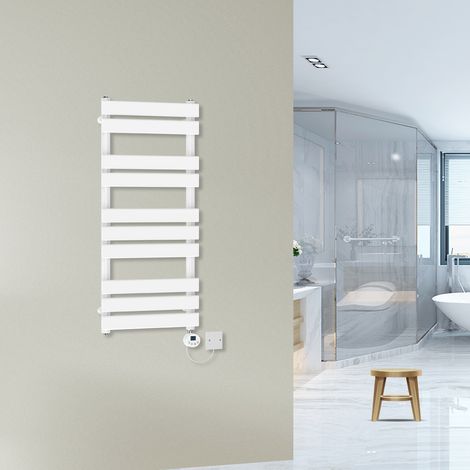 Prefilled Flat Electric Towel Rail Thermostatic White 1000x450mm