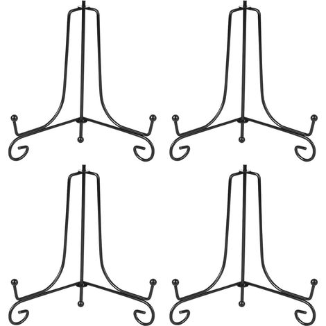 4 Pièces - Support Assiette - Chevalet Pliable - Présentoir Décoratif Réglable Pour Photos Et Arts De La Table Maison Bureau Noir 15 cm (1/5)