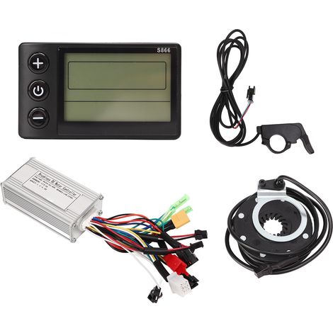 Kit contrôleur vélo électrique 17A, capteur de pédalage magnétique 8 aimants, poignée d'accélération au pouce, écran LCD S866 pour moteur 24V 36V 48V (1/5)