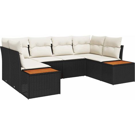 Maison Exclusive - Gartensofa-set mit Kissen 6 pcs Schwarz Poly-R