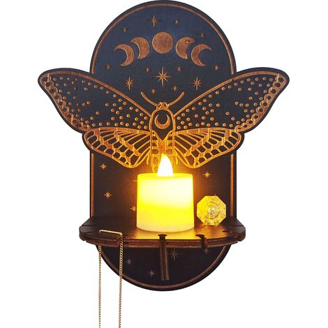 Bougeoir en bois suspendu, décoration LED, chandelier en forme d'animal, présentoir en cristal pour la méditation, décoration de la maison
