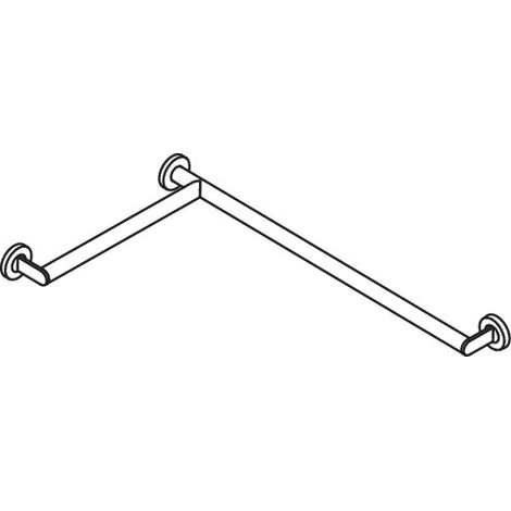 HEWI 900.35.13340 Dusch-, Wannenhandlauf des Systems 900, Edelstahl, verchromt, waagerechte Längen 765 mm und 475 mm, D: 30 mm, Ausführung links (1/3)